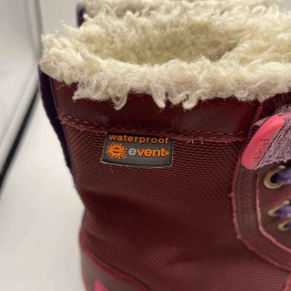 Plae Noel burgundy girls leather hi boots size 8c waterproof